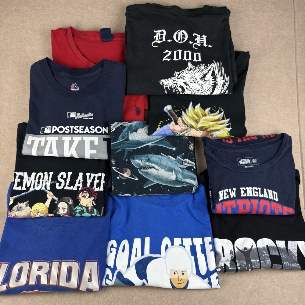 Anime Movie Sports Graphic T-Shirt Bundle Lot 10 Y2K Modern Mix Sizes Reseller